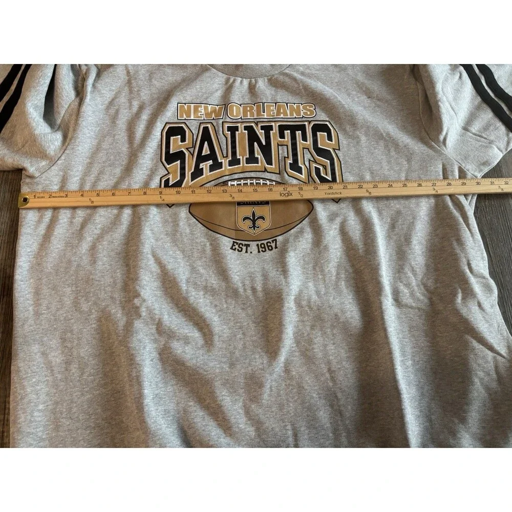 Mitchell & Ness Heather Gray New Orleans Saints Big & Tall Sweatshirt 4X NWT - Picture 8 of 11
